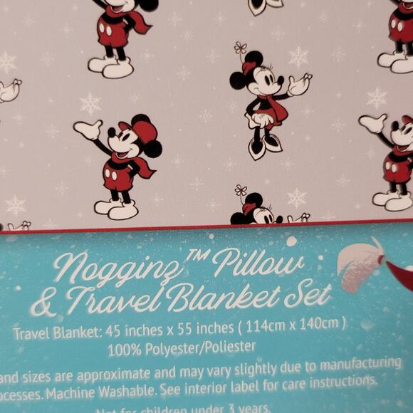 Nogginz Minnie Mouse Christmas Pillow Fleece Travel Blanket Set Holiday Gift - Picture 6 of 8